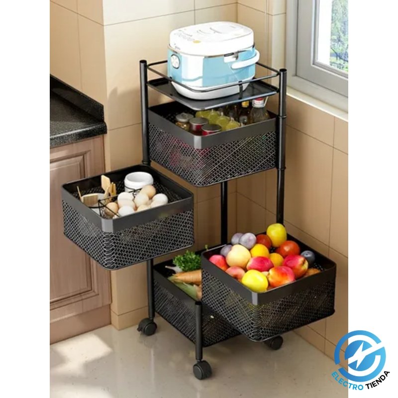 Esquinero Cuadrado 4 Niveles con Cestos Metálicos