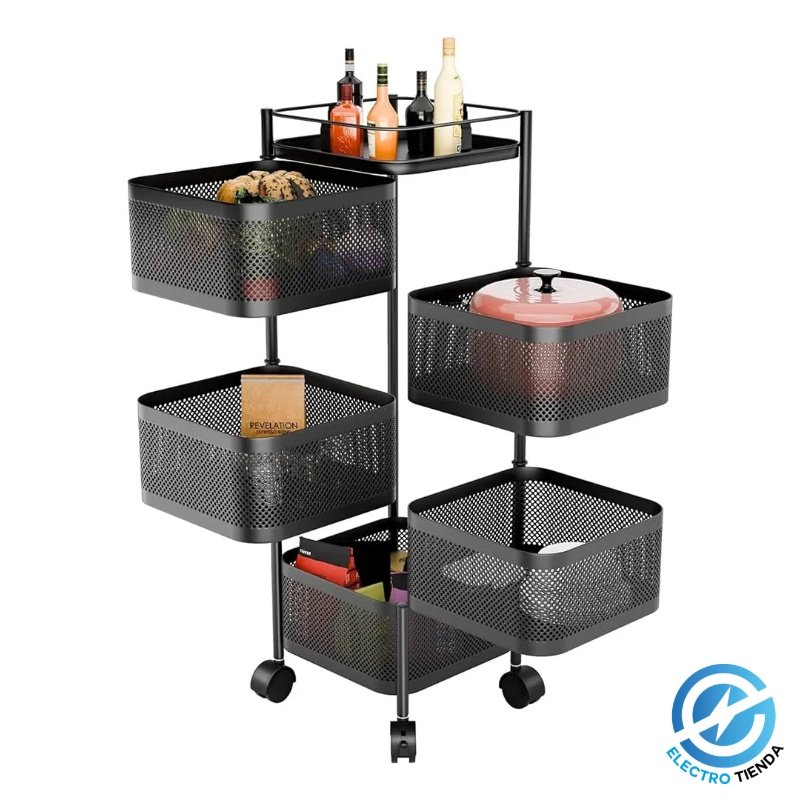 Esquinero Cuadrado 5 Niveles con Cestos Metálicos