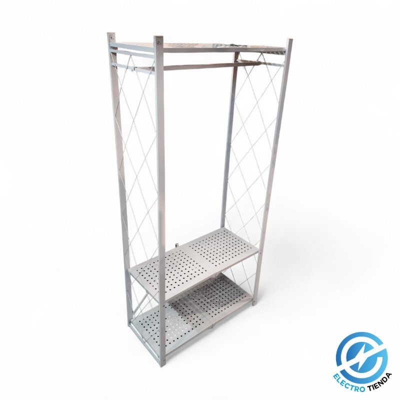 Perchero Plegable con 3 Estantes de Metal