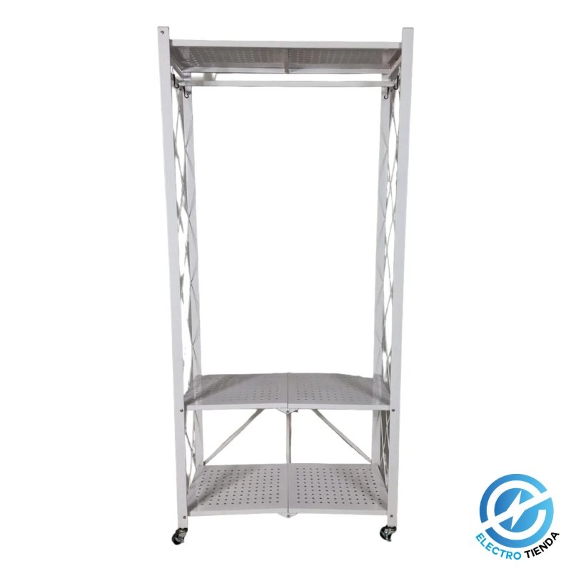 Perchero Plegable con 3 Estantes de Metal