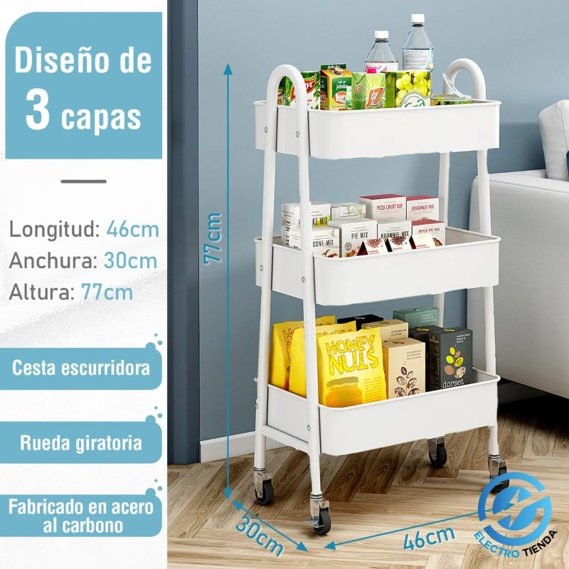 Organizador con Ruedas de 3 Cestos