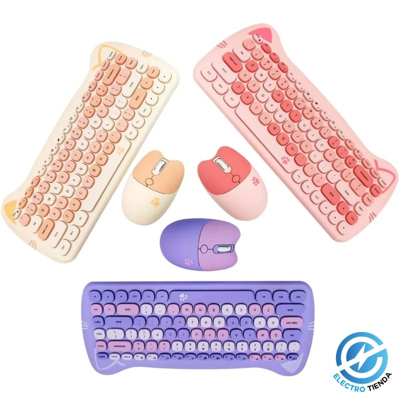 Combo Teclado + Mouse Inalámbrico “Cat Edition” – Diseño Pastel