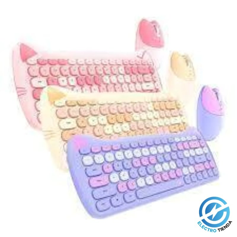 Combo Teclado + Mouse Inalámbrico “Cat Edition” – Diseño Pastel