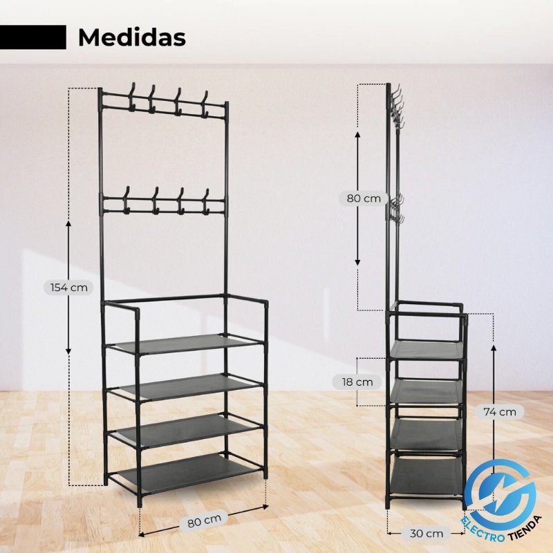 Organizador Perchero Zapatero Multifuncion 4 Estantes