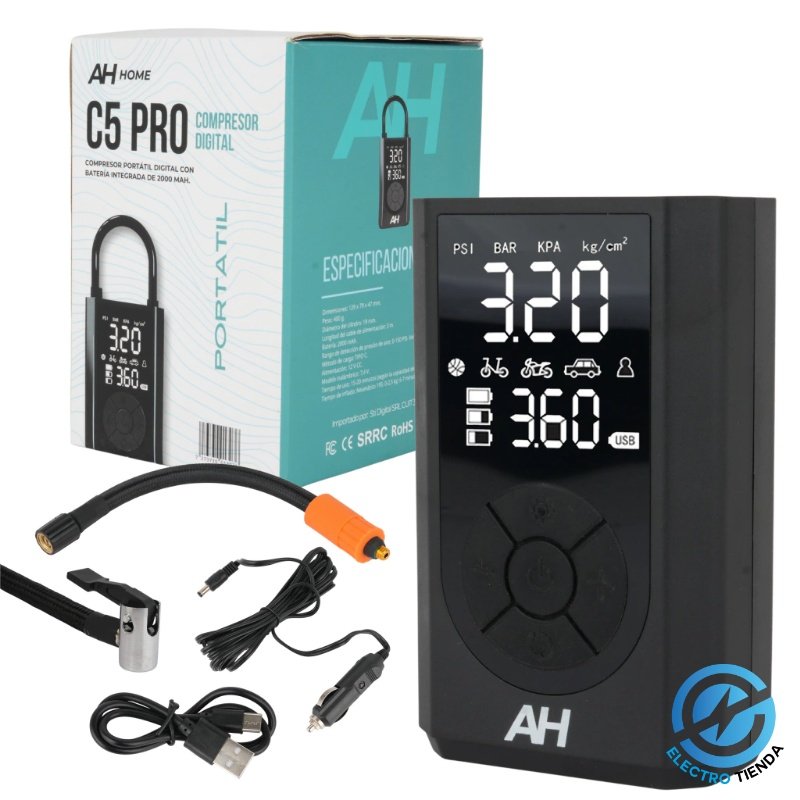 Compresor De Aire Portatil Powerbank Linterna C5 Pro