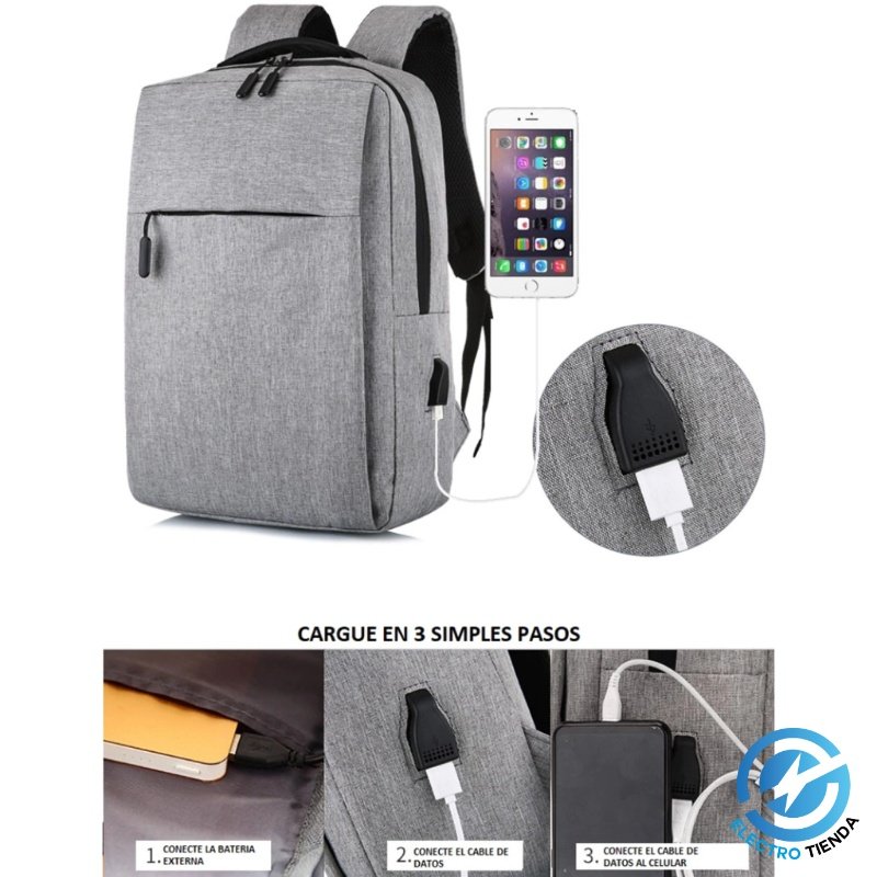 Mochila Porta Notebook 16" C/Carga Usb Tela Antidesgarro