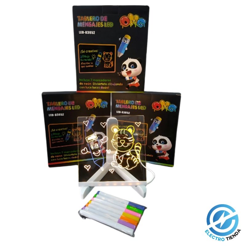 Pizarra LED Marcadores 7 Colores 15x15CM