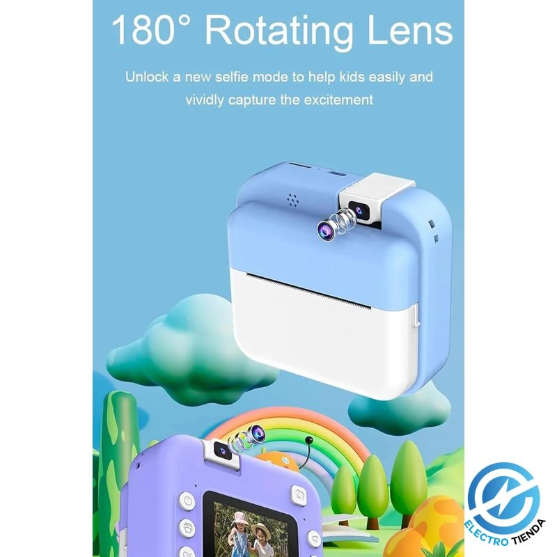 Cámara Infantil con Impresora Térmica + Lente Giratoria 180°