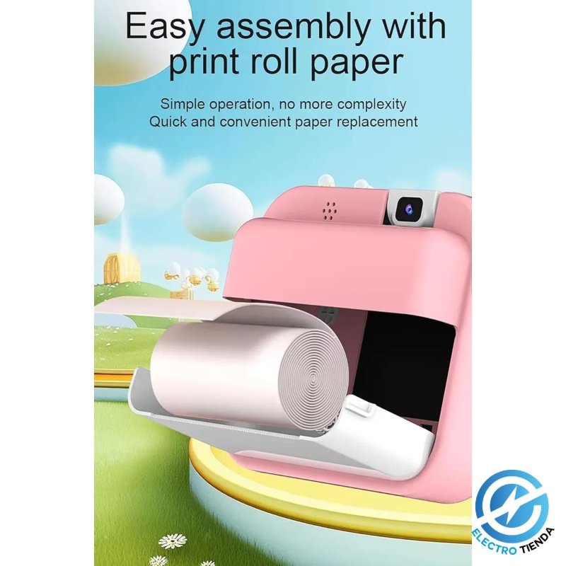 Cámara Infantil con Impresora Térmica + Lente Giratoria 180°