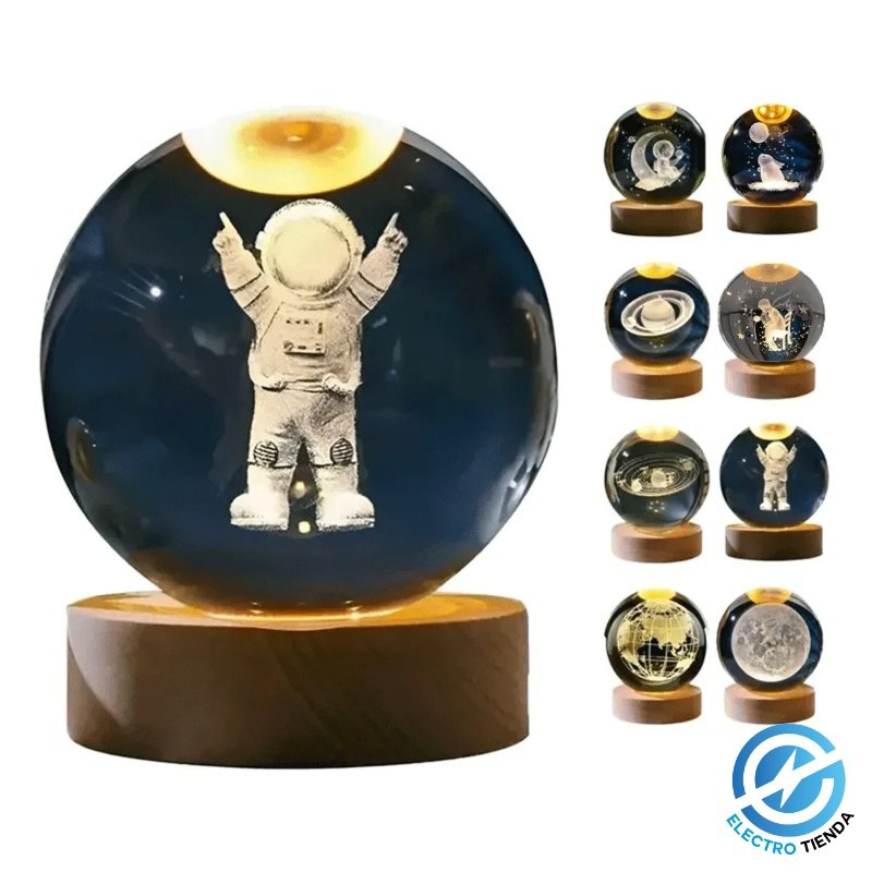 Esfera Cristal 8cm LED Varios Motivos