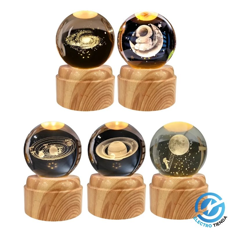 Esfera Cristal 8cm LED Varios Motivos