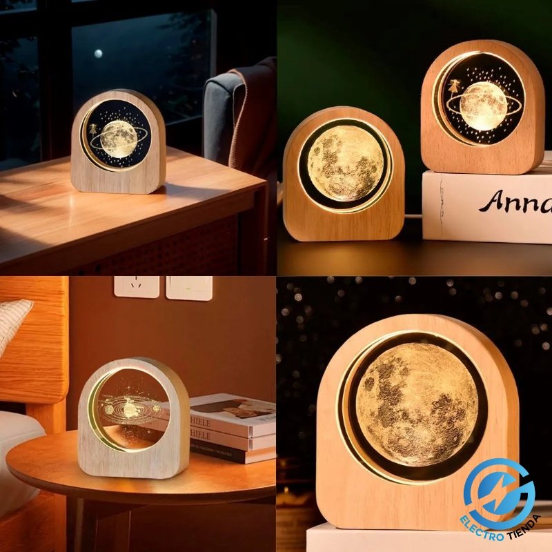 Lampara de Cristal y Madera 6CM