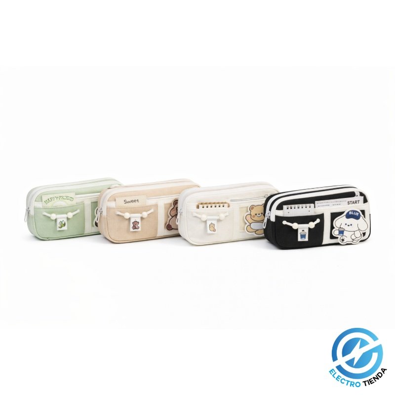 Cartuchera Doble de Tela con Sticker