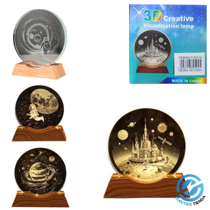 Lámpara De Cristal 3D Circular - Grabado Láser Espacial 8cm