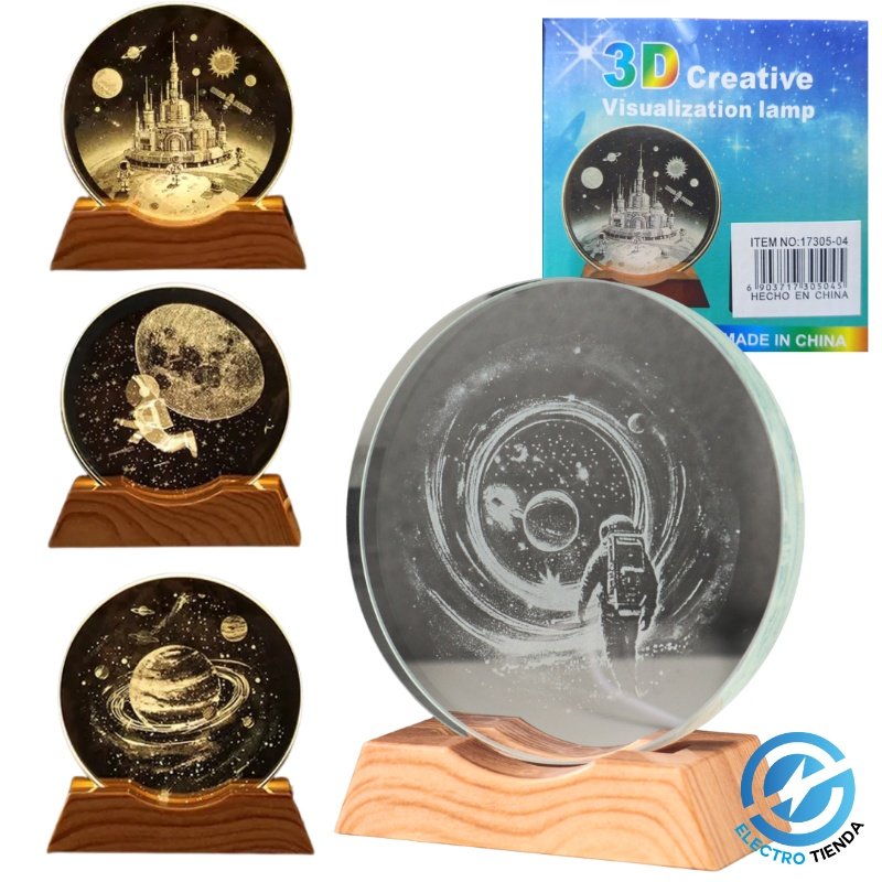 Lámpara De Cristal 3D Circular - Grabado Láser Espacial 10cm