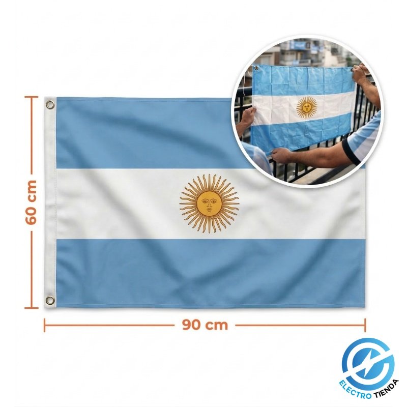 Bandera de Argentina 90x60 cm - Con Ojales para Colgar