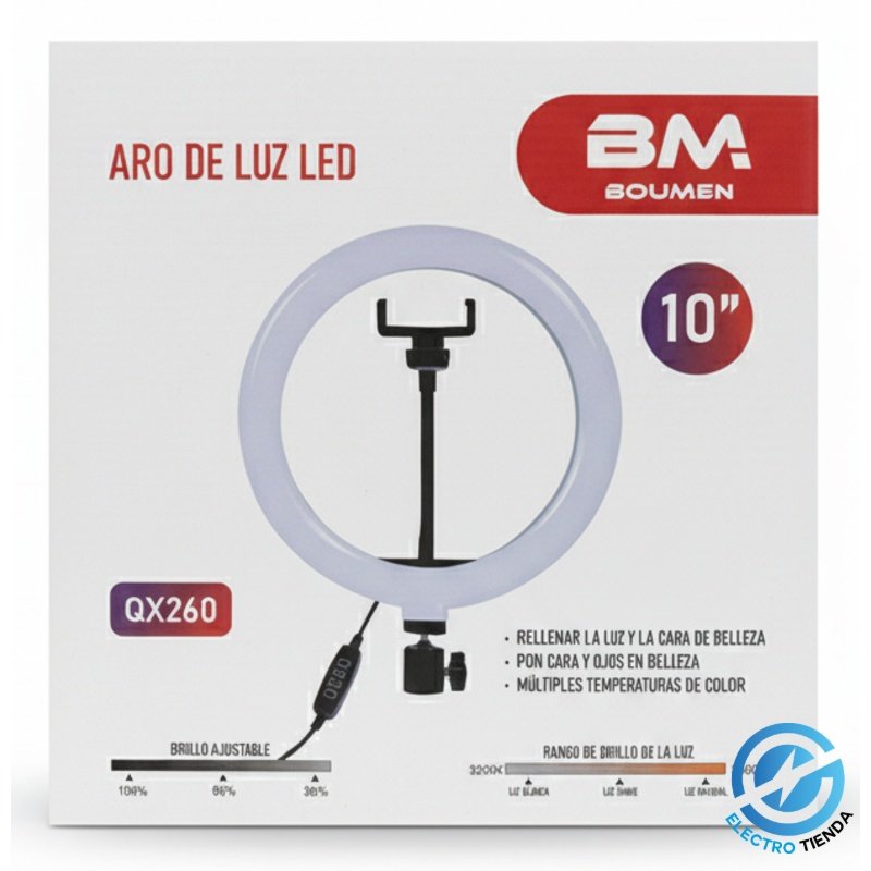 Aro de Luz LED 10” BM Boumen QX260 Control de Brillo