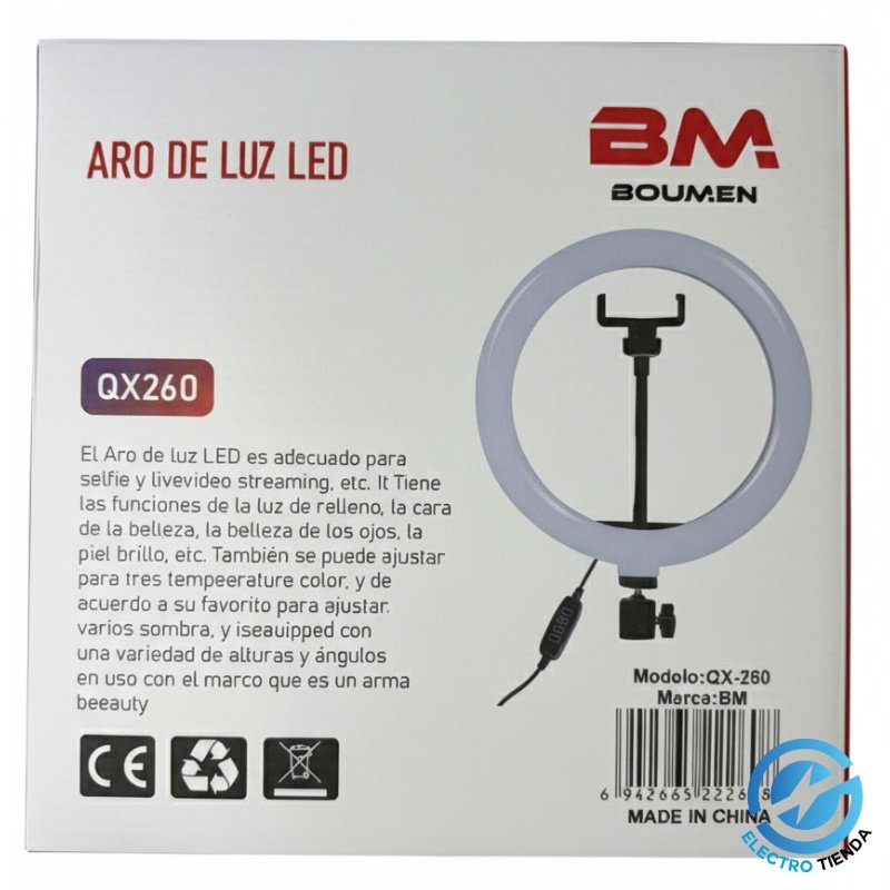 Aro de Luz LED 10” BM Boumen QX260 Control de Brillo