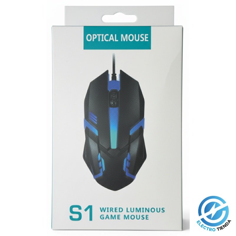 Mouse Gamer Óptico S1 RGB – Cableado, Iluminación Rainbow, Ergonómico