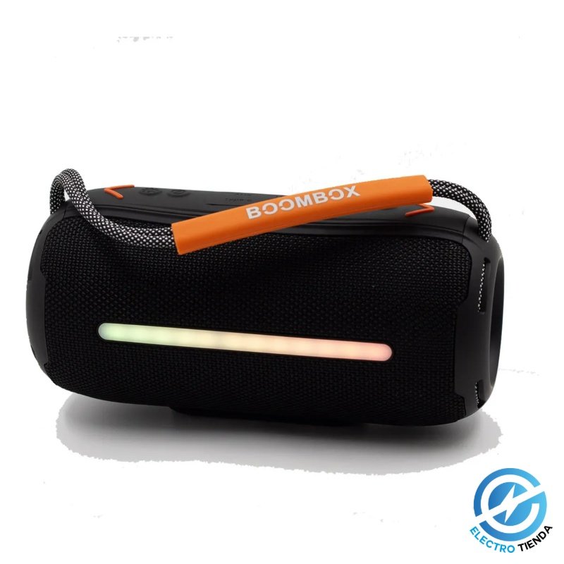 Parlante Portátil Bluetooth Símil Boombox Negro Ipx6 Rgb